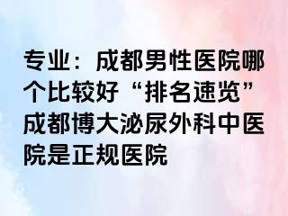 专业：成都男性医院哪个比较好“排名速览”成都博大泌尿外科中医院是正规医院